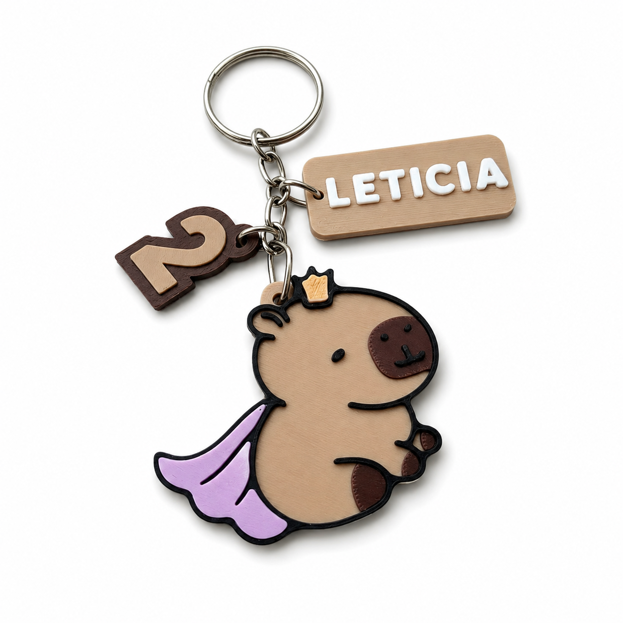 Souvenir Llavero 3D de Capibara Princesa Personalizado con Nombre y Edad · foto 1 de 2