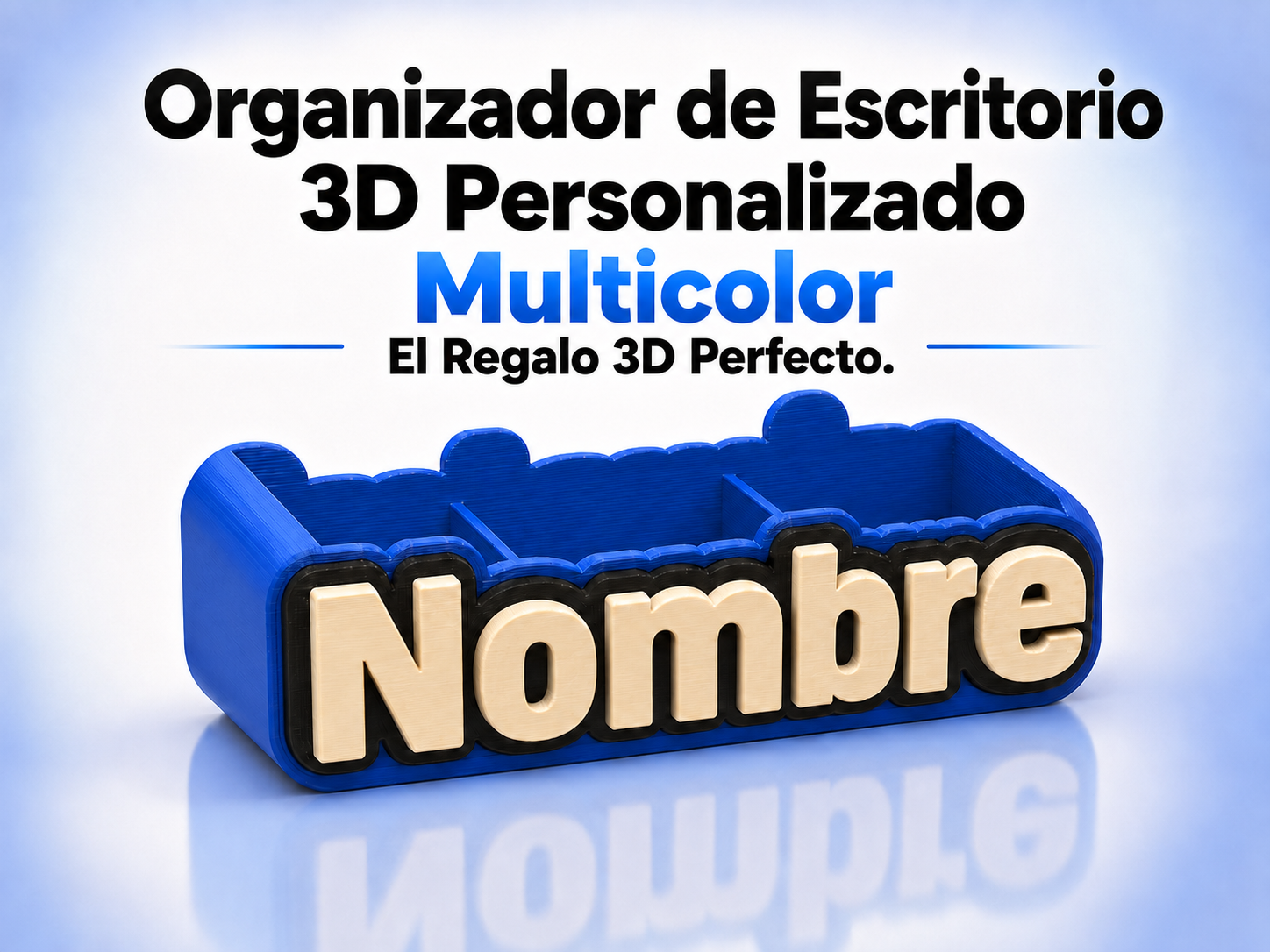 Organizador de Escritorio 3D Personalizado con Nombre · foto 2 de 2